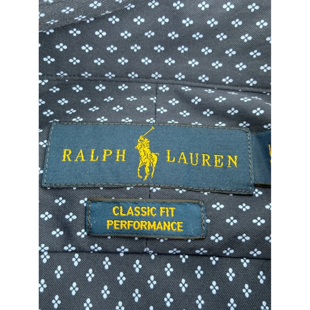 Polo Ralph Lauren Mens Classic Fit Performance Shirt Navy Diamond Print Large